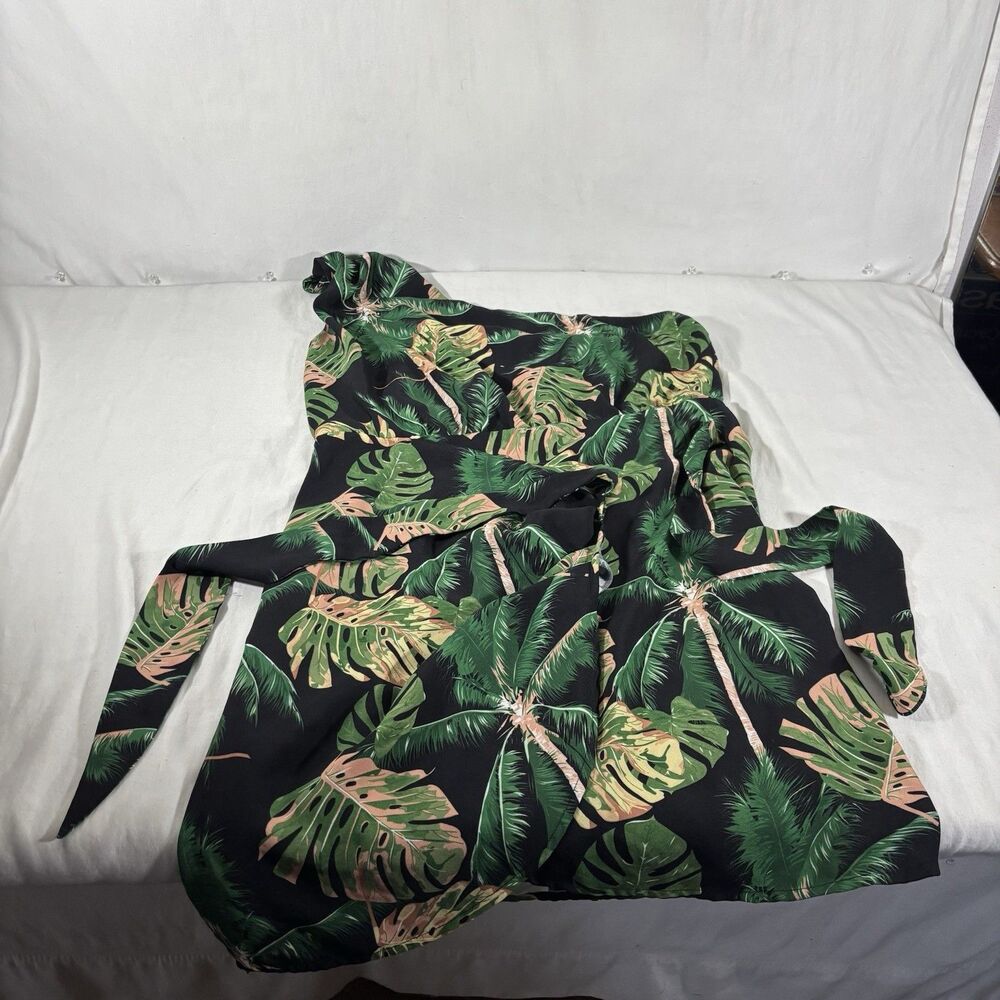 Cupshe Tropical Leaf Print Flowy Mini Dress Size M